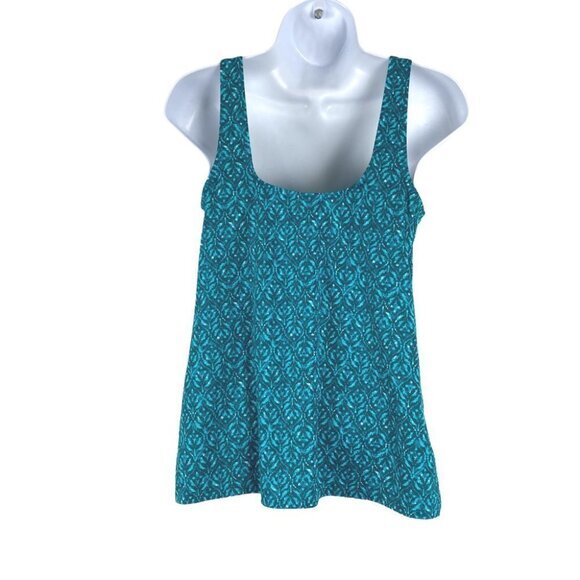 L.L. Bean Tankini Swim Top Teal Printed Women's Size 8‎ Long - Picture 4 of 6